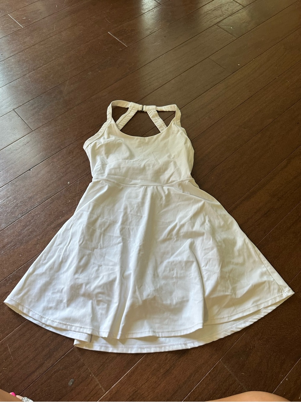 Shein White Sleeveless Athletic Fit-and-Flare Dress with Crossback Straps